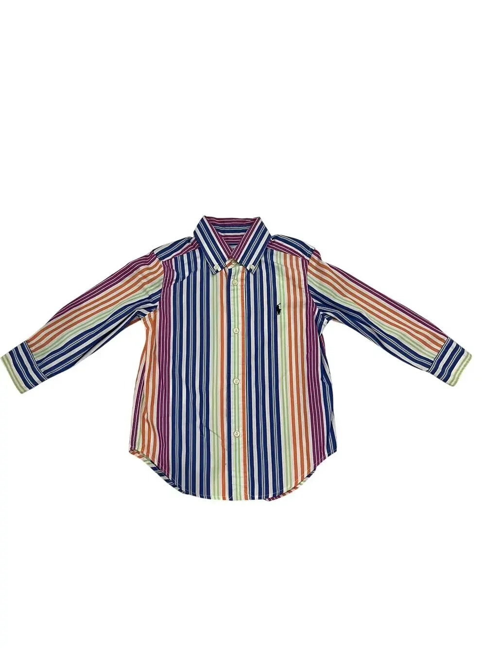 Polo Ralph Lauren Boys Size 2T Multi Color Stripe Long Sleeve Button Down Shirt